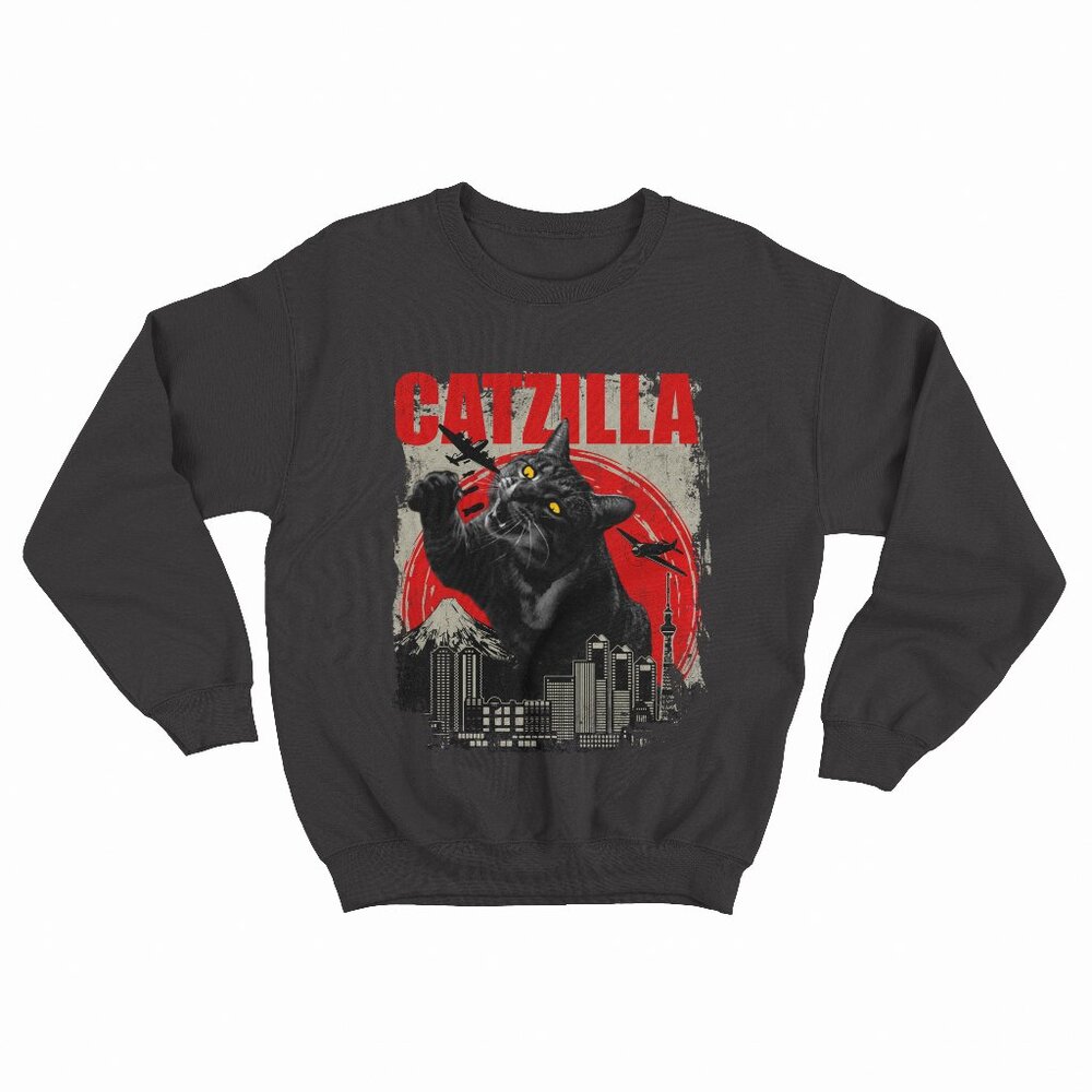Catzilla - Funny Cat Lover Kitten Kitty Black Sweatshirt